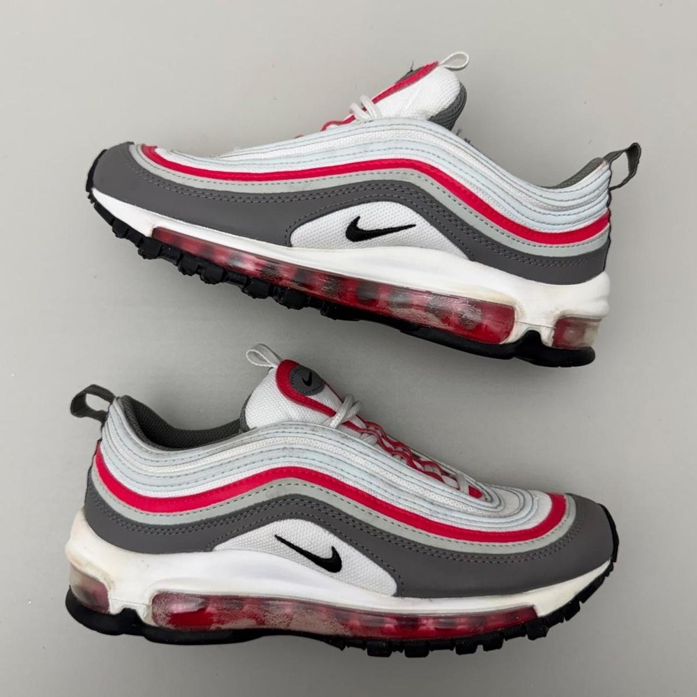 Nike Air Max 97 sneakers in white, gray, and red Size US 4.5Y